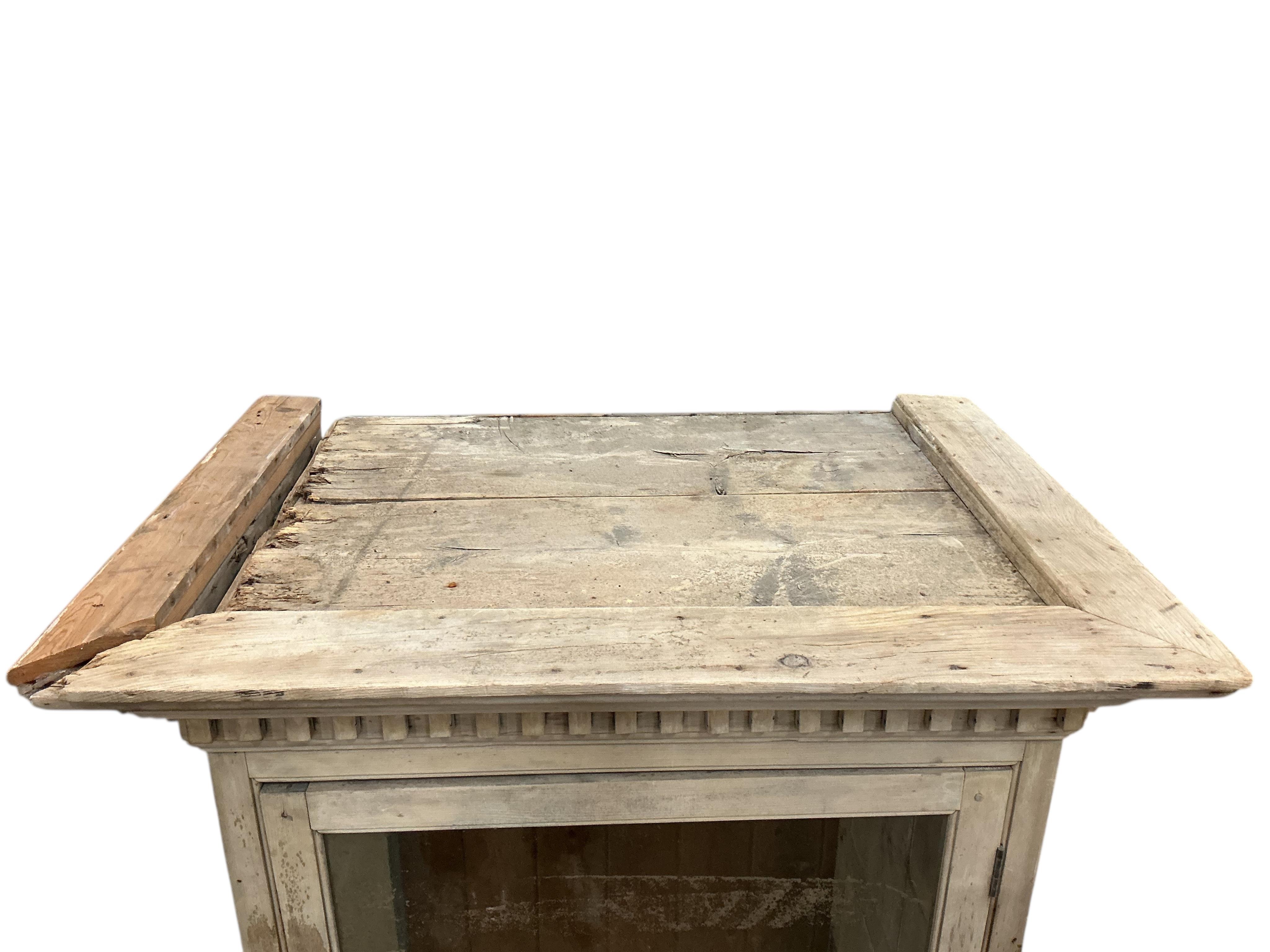 A 19th century glazed pine cabinet upper section (a/f), width 94cm, depth 70cm, height 137cm